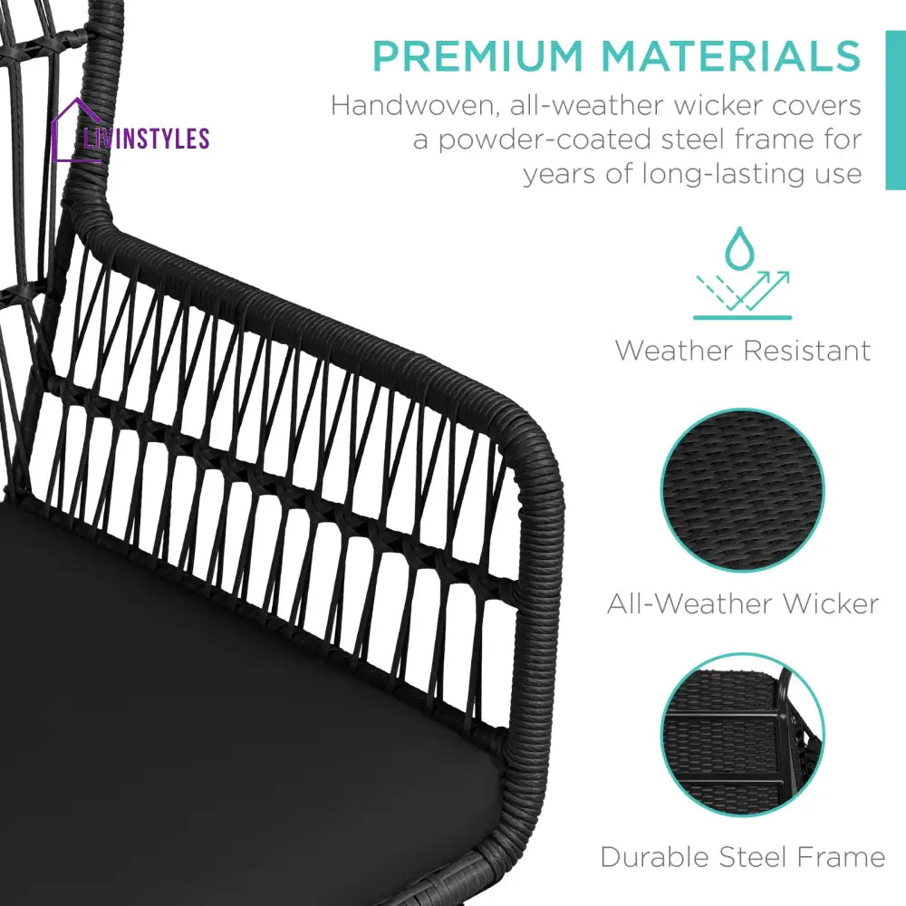 Horizon Outdoor Patio Seating Set 2 Chairs and 1 Table Set (Black) - Coffee Table Sets