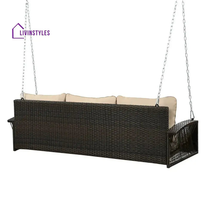 Hortense Outdoor Large HDPE Wicker 3-Person Porch Swing