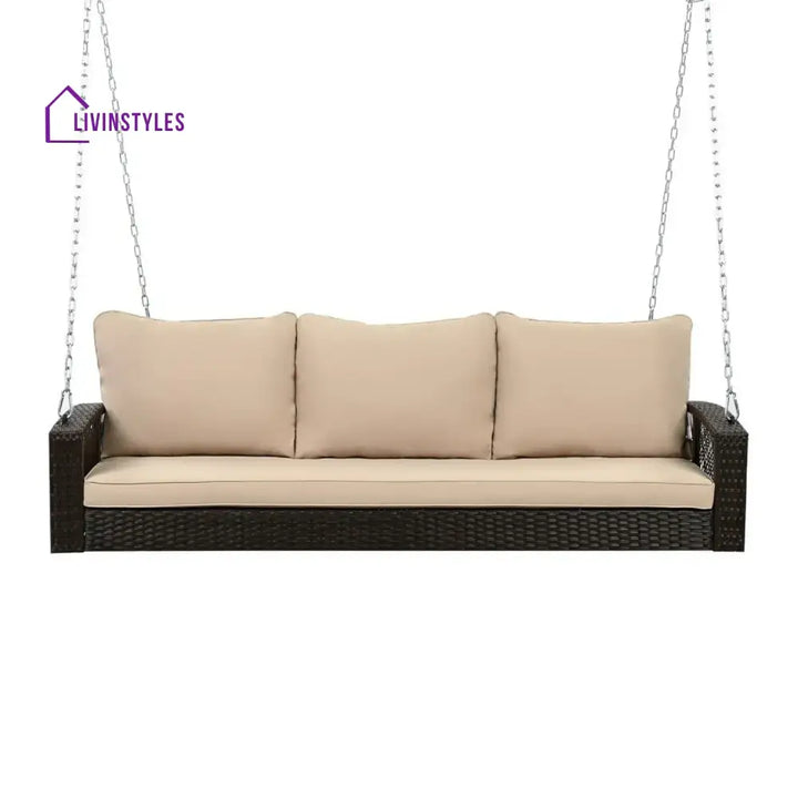 Hortense Outdoor Large HDPE Wicker 3-Person Porch Swing