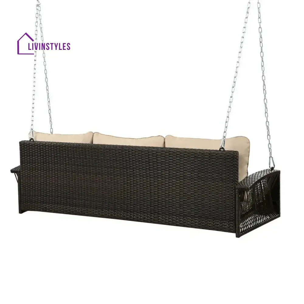 Hortense Outdoor Large HDPE Wicker 3-Person Porch Swing