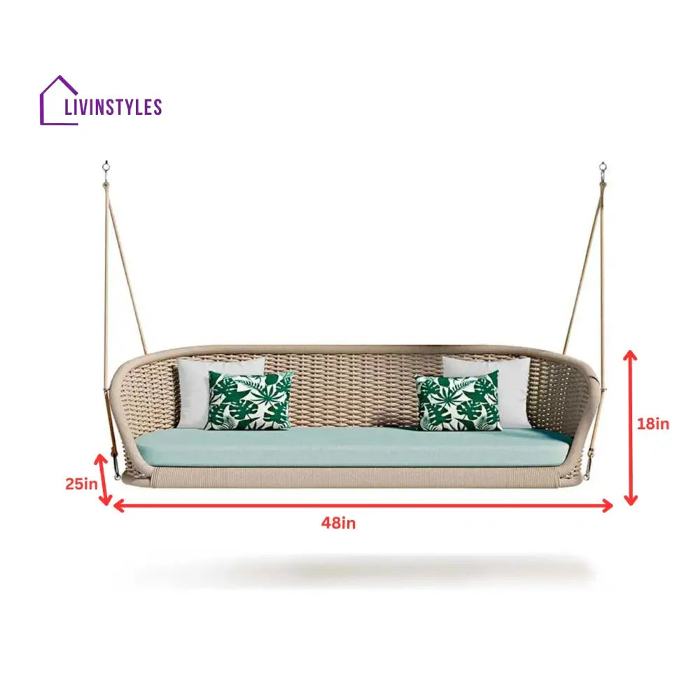 Hoshin Double Seater Hanging Swing Without Stand For Balcony Garden Swing (Tan) Braided & Rope - Swings