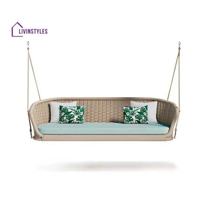 Hoshin Double Seater Hanging Swing Without Stand For Balcony Garden Swing (Tan) Braided & Rope - Swings