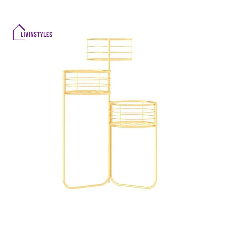 Houston 3-Tiered Plant Stand In Gold Color Stands