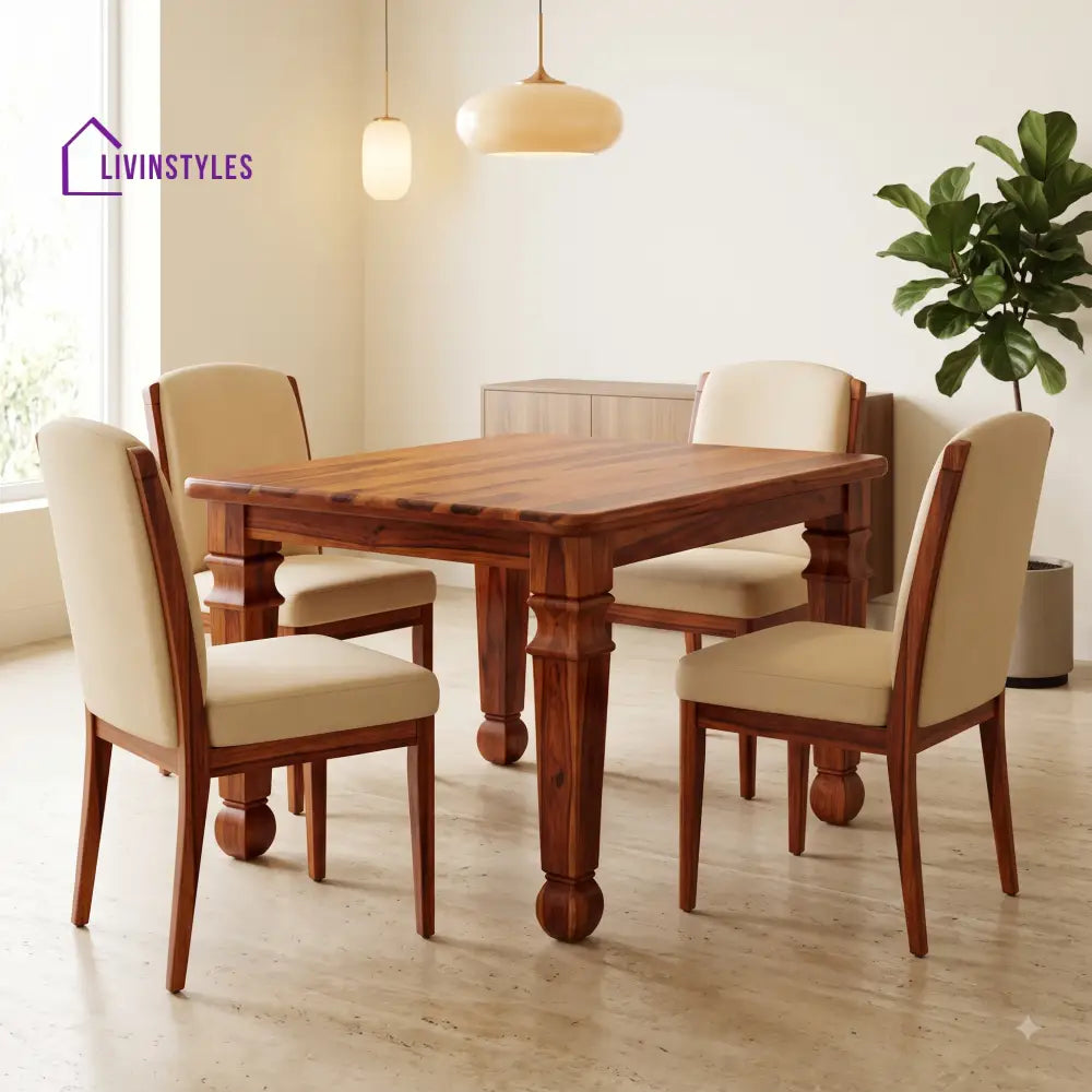 Howard Premium Solid Wood 4 Seater Dining Table Set
