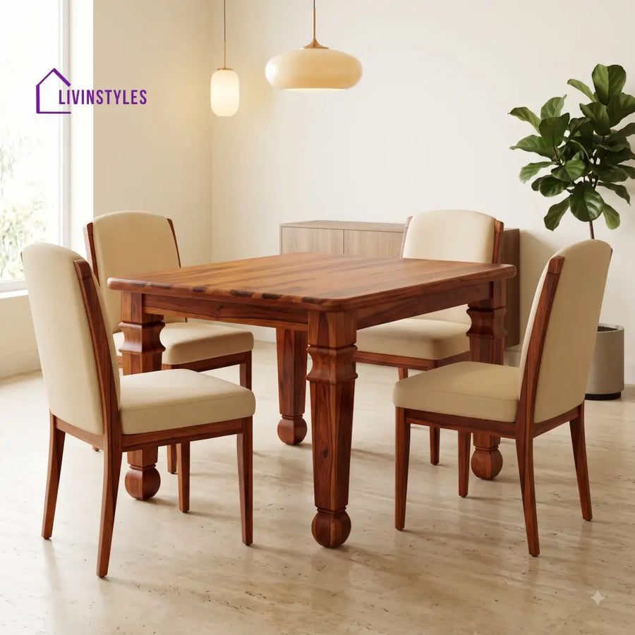 Howard Premium Solid Wood 4 Seater Dining Table Set