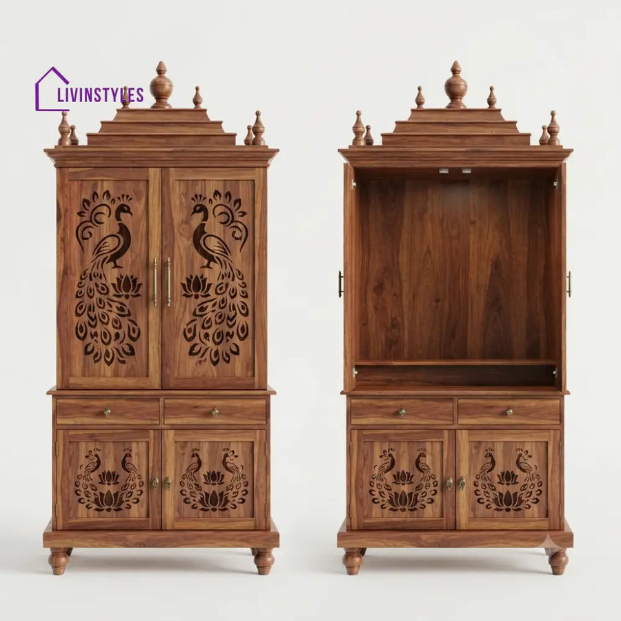 Hridaya Premium Solid Wood Home Temple | Pooja Mandir for Home
