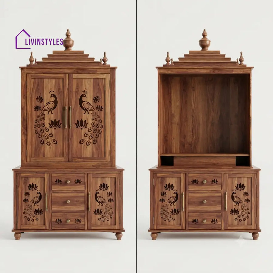 Hrisha Premium Solid Wood Home Temple | Pooja Mandir for Home