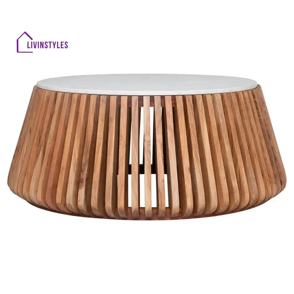Hrithik Sheesham Wood Coffee Table With White Marble Top (Nest Shape Base) Coffee Table