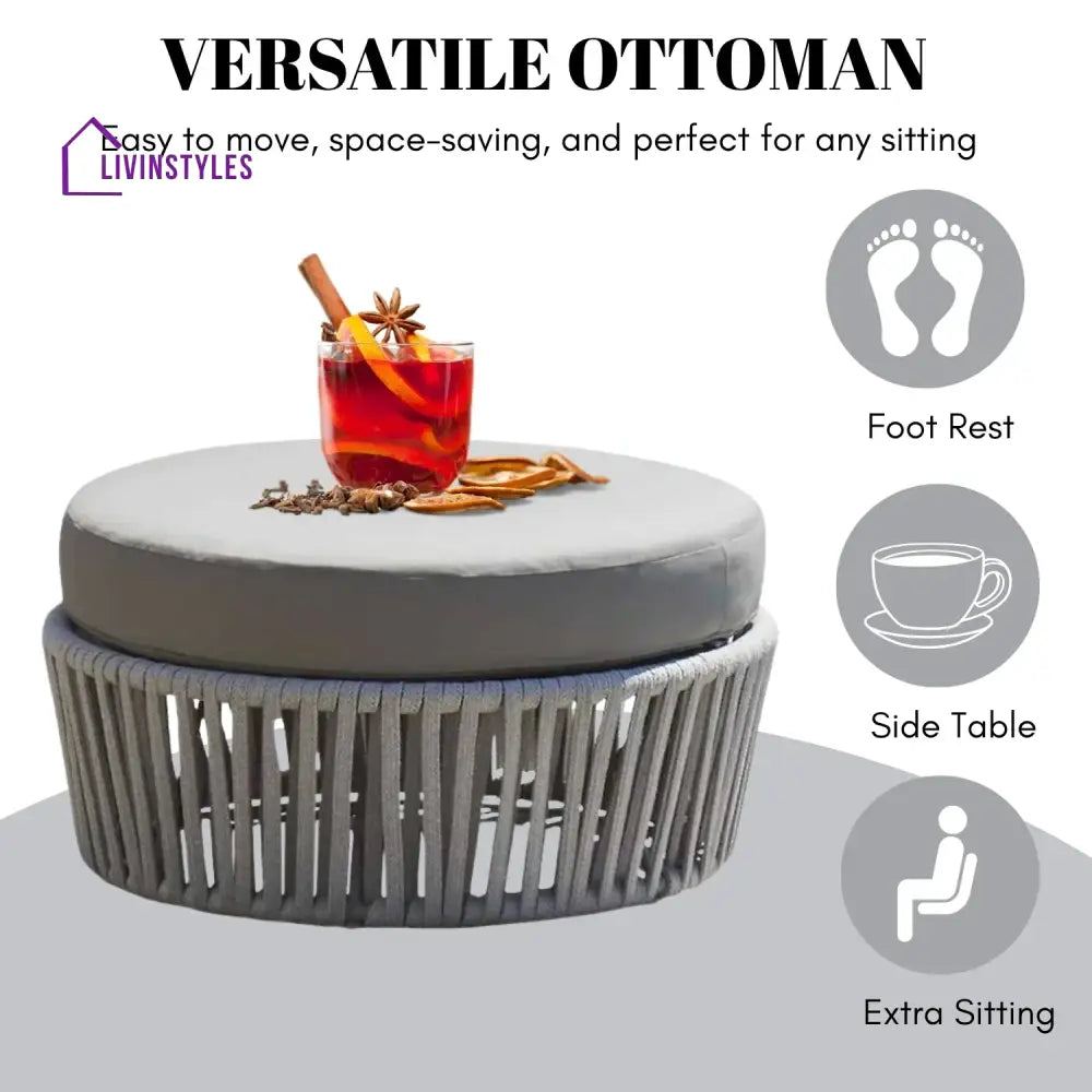 Hritika Round Outdoor Rope Footstool - Footrest