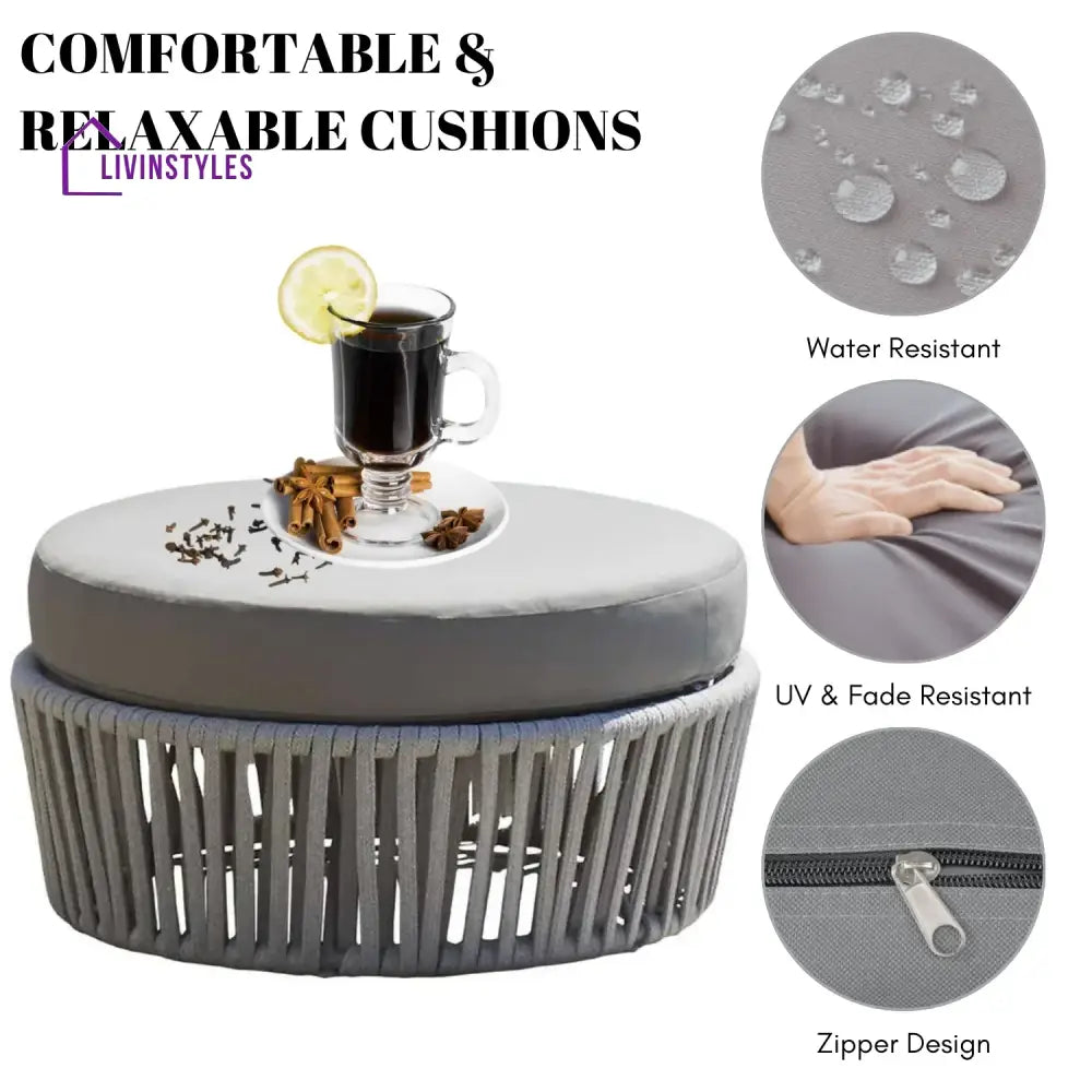 Hritika Round Outdoor Rope Footstool - Footrest