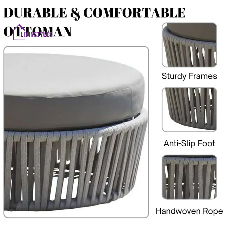 Hritika Round Outdoor Rope Footstool - Footrest