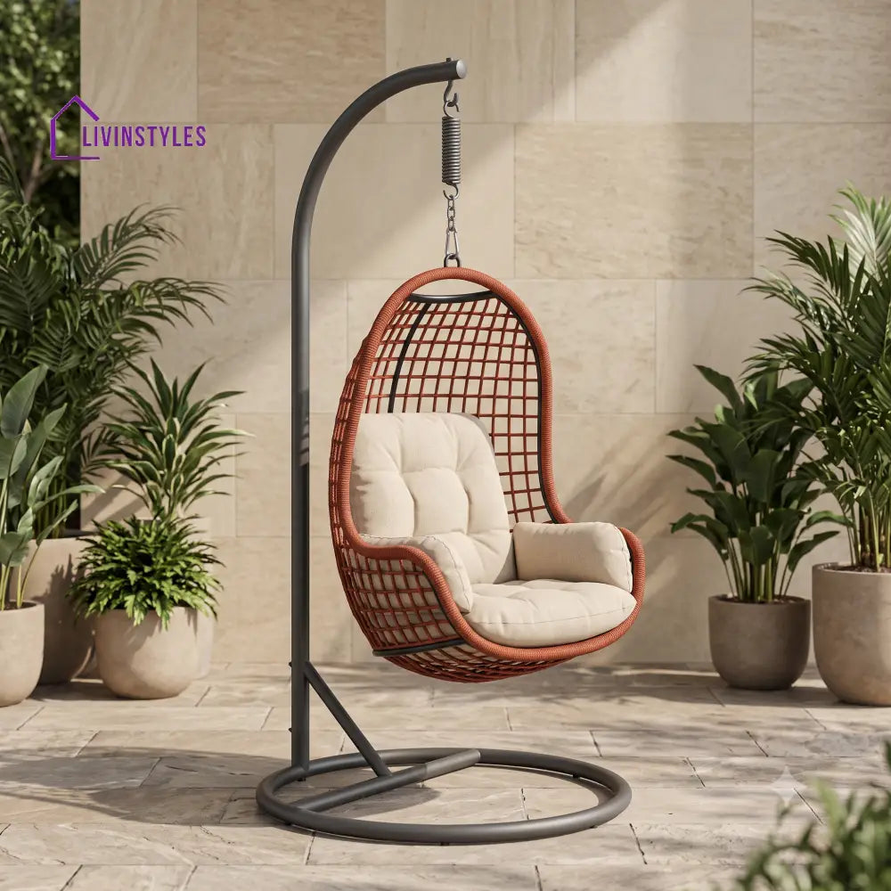 Hubert Premium MS Frame with Powder Coated Outdoor Swing Chair with Stand