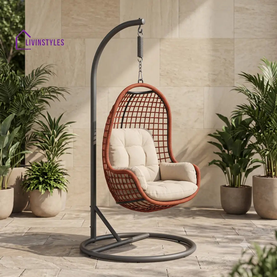 Hubert Premium MS Frame with Powder Coated Outdoor Swing Chair with Stand