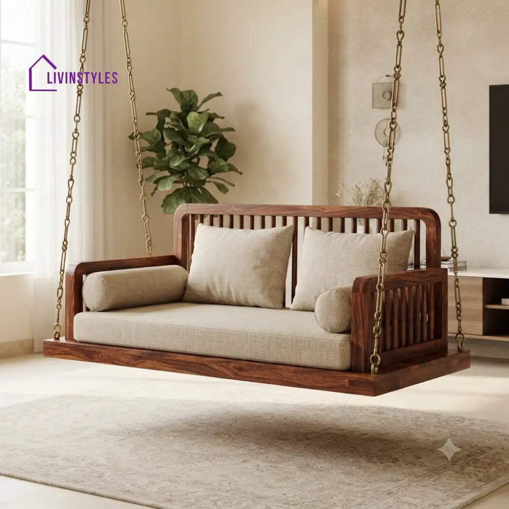 Hugo 2 Seater Wooden Swing for Home | Wooden Jhula for home