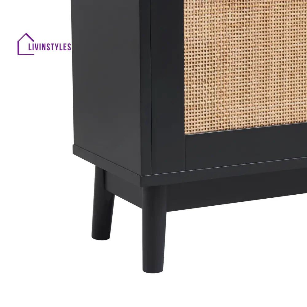 Hugo Mango Wood Shoe Cabinet - Black - Storage Unit