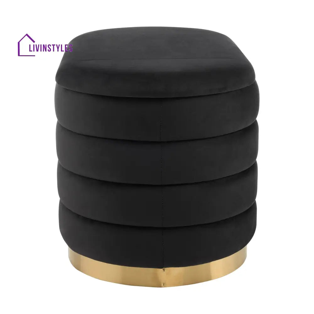 Humberto Panelled Ottoman and Stool Set - Black End of Bed Ottomans