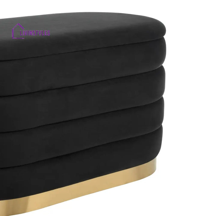 Humberto Panelled Ottoman and Stool Set - Black End of Bed Ottomans