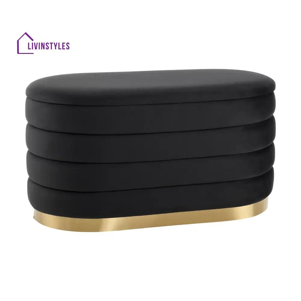 Humberto Panelled Ottoman and Stool Set - Black End of Bed Ottomans