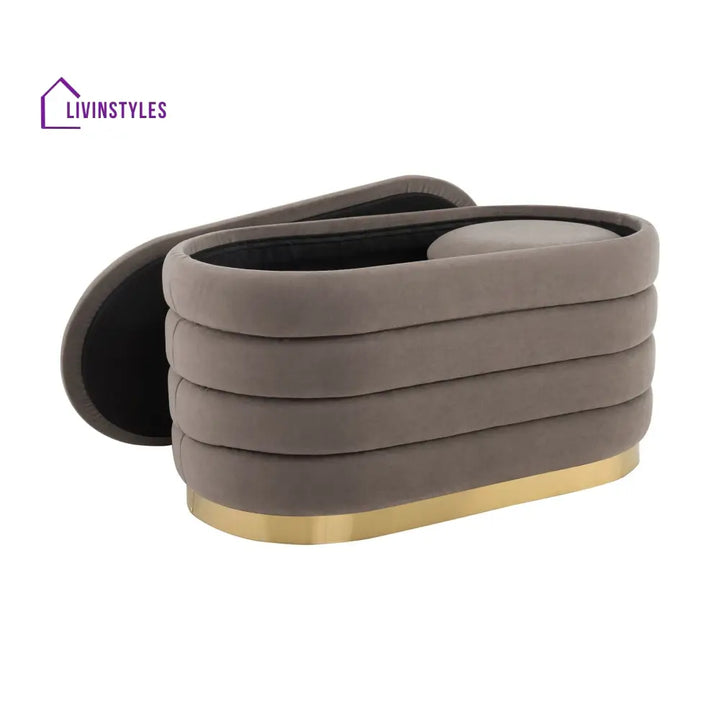 Humberto Panelled Ottoman and Stool Set - Brown End of Bed Ottomans