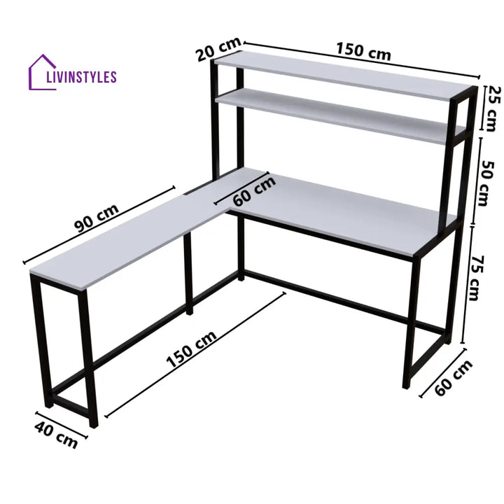 Hutch Corner Desk With Open Storage Design - Workstations & Cubicles