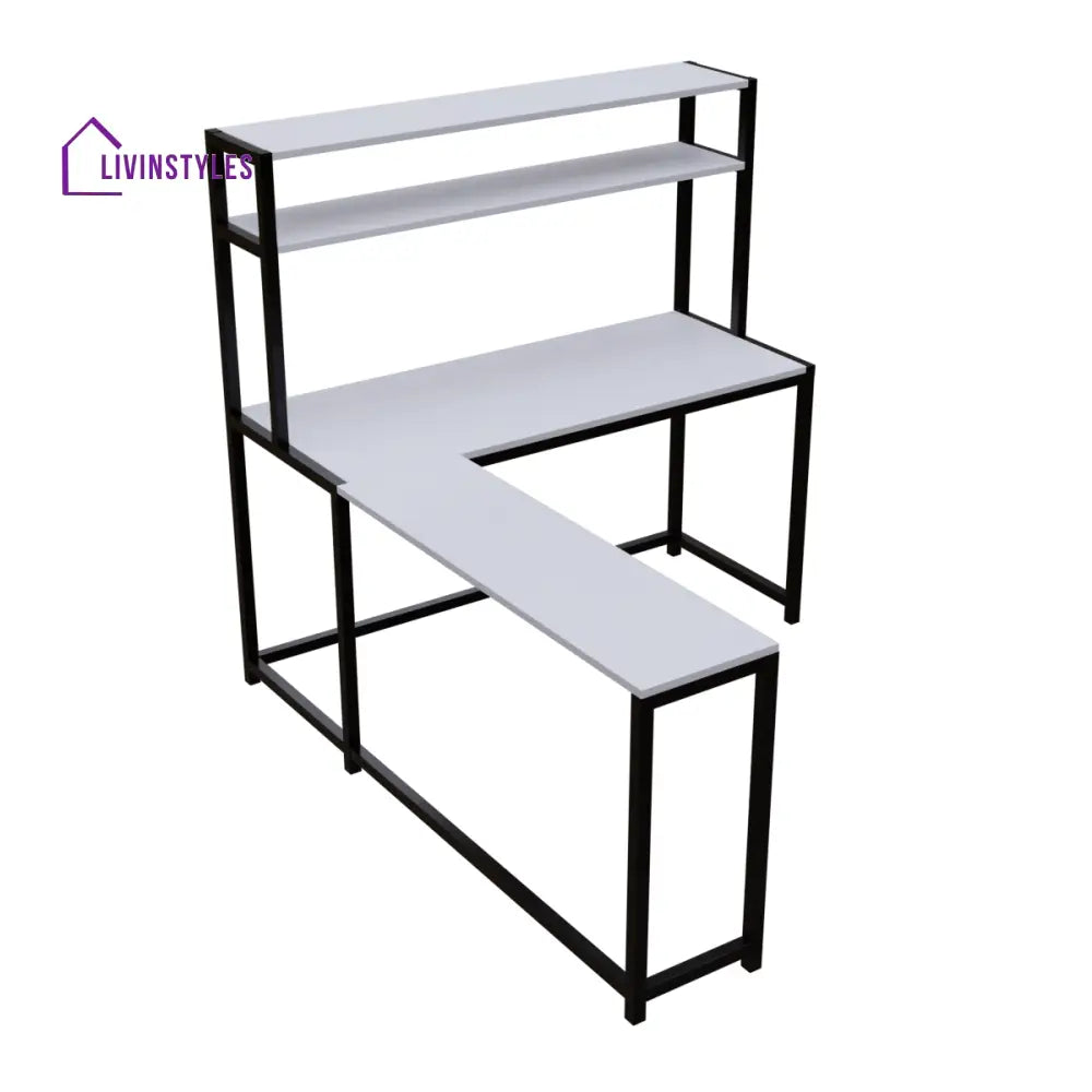 Hutch Corner Desk With Open Storage Design - Workstations & Cubicles