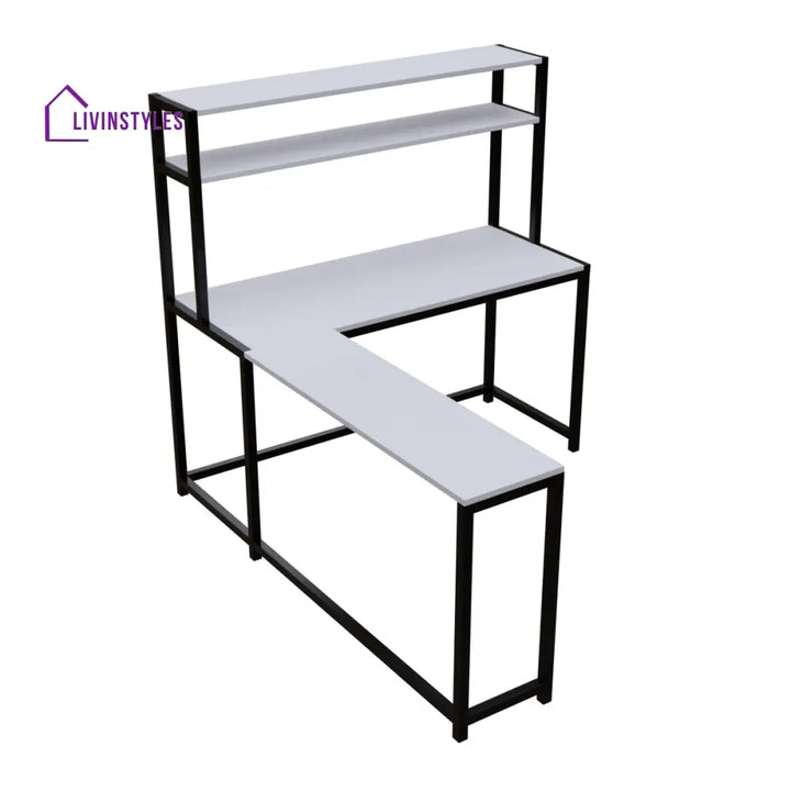 Hutch Corner Desk With Open Storage Design - Workstations & Cubicles