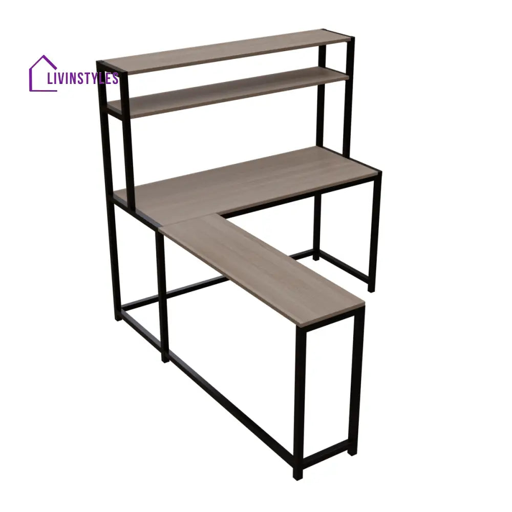 Hutch Corner Desk With Open Storage Design - Workstations & Cubicles