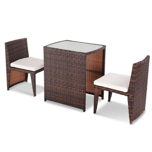 Tasu Outdoor Patio Seating Set 2 Chairs and 1 Table Set (Brown, Black)
