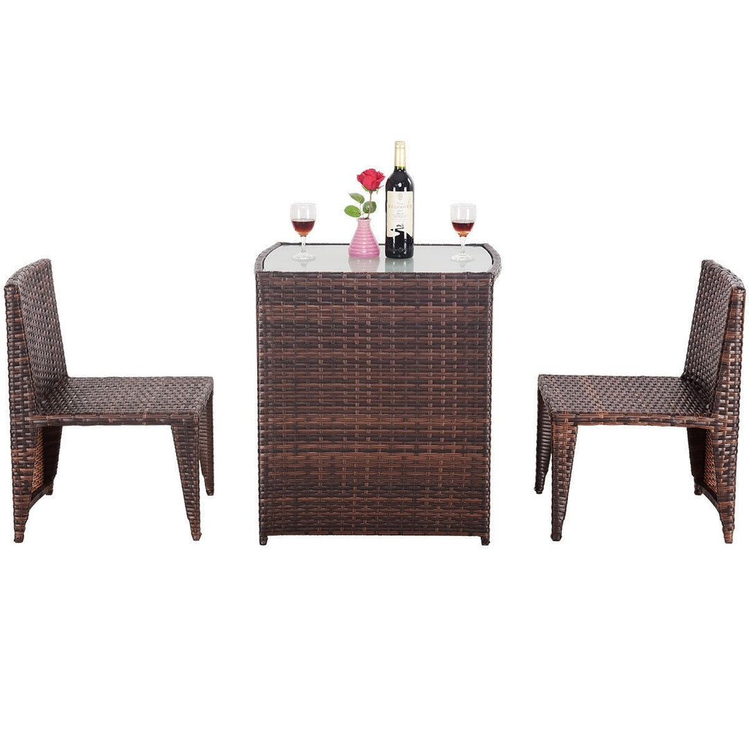 Tasu Outdoor Patio Seating Set 2 Chairs and 1 Table Set (Brown, Black)