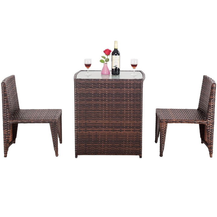 Tasu Outdoor Patio Seating Set 2 Chairs and 1 Table Set (Brown, Black)