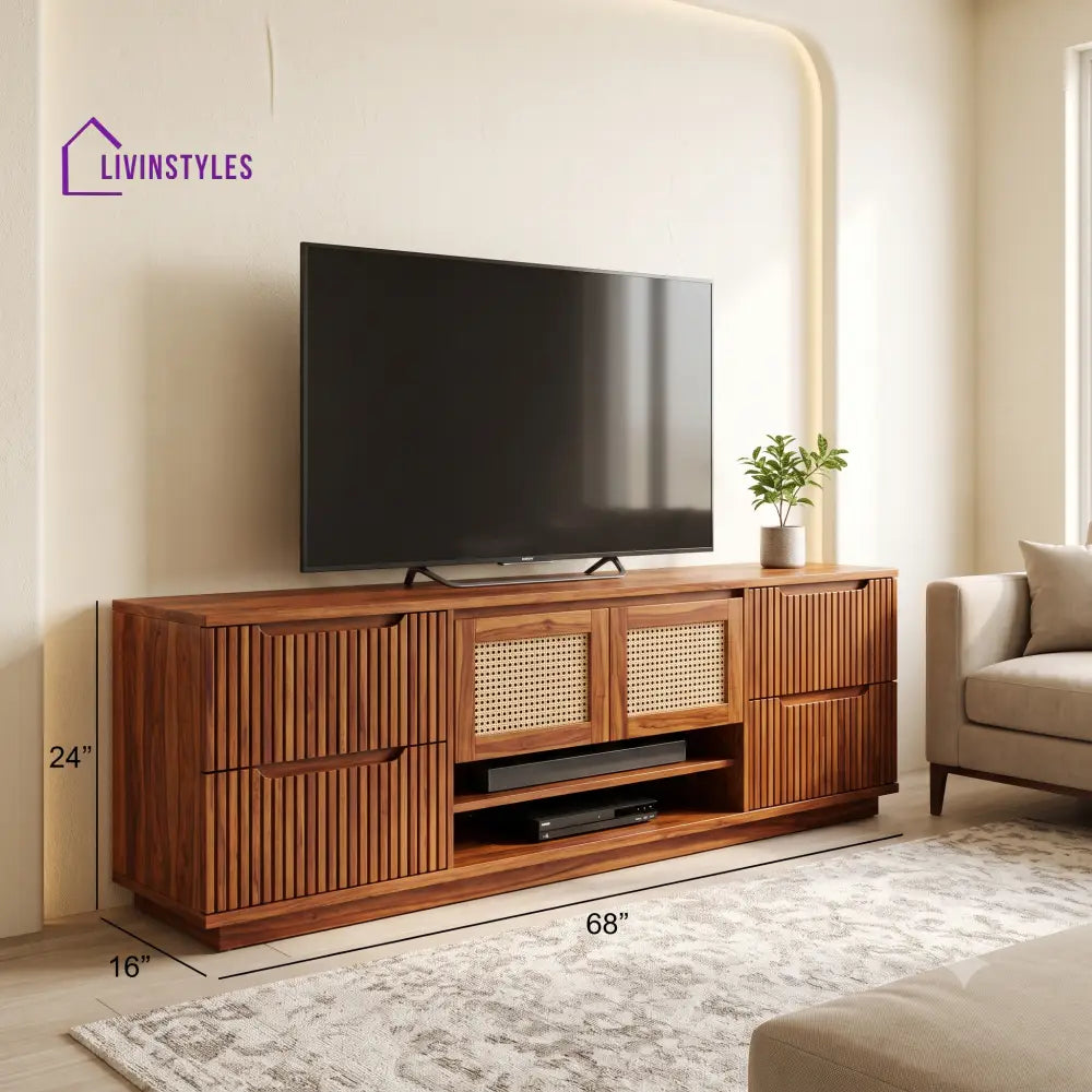 Hyacinthe Solid Sheesham Wood Tv Unit for Living Room | Tv Cabinet | Tv Console Unit