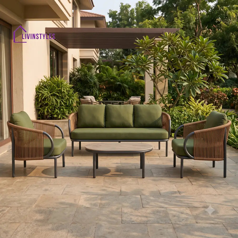 Iga Premium MS Frame with Powder Coated Outdoor Sofa Set with Weather Proof Fabric
