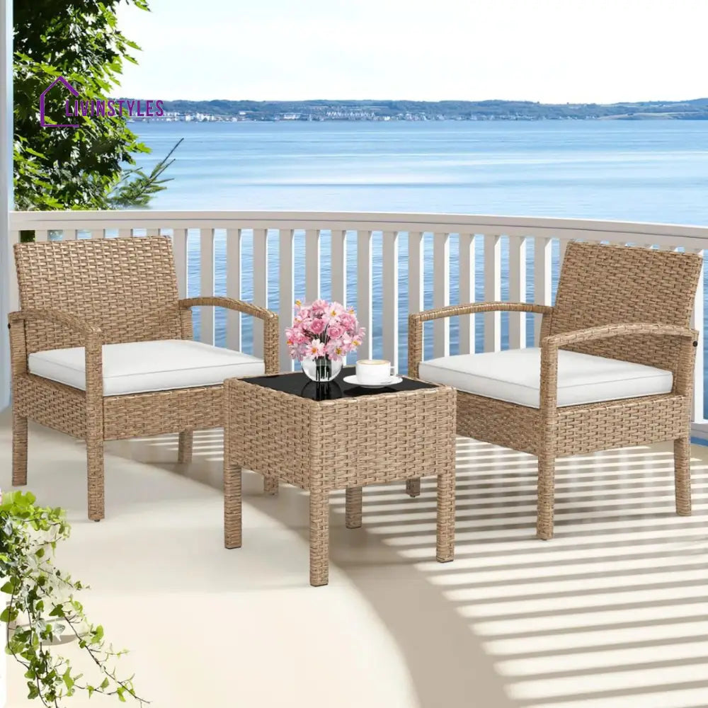 Ignacio Outdoor Patio Seating Set 2 Chairs and 1 Table Set - Coffee Table Sets