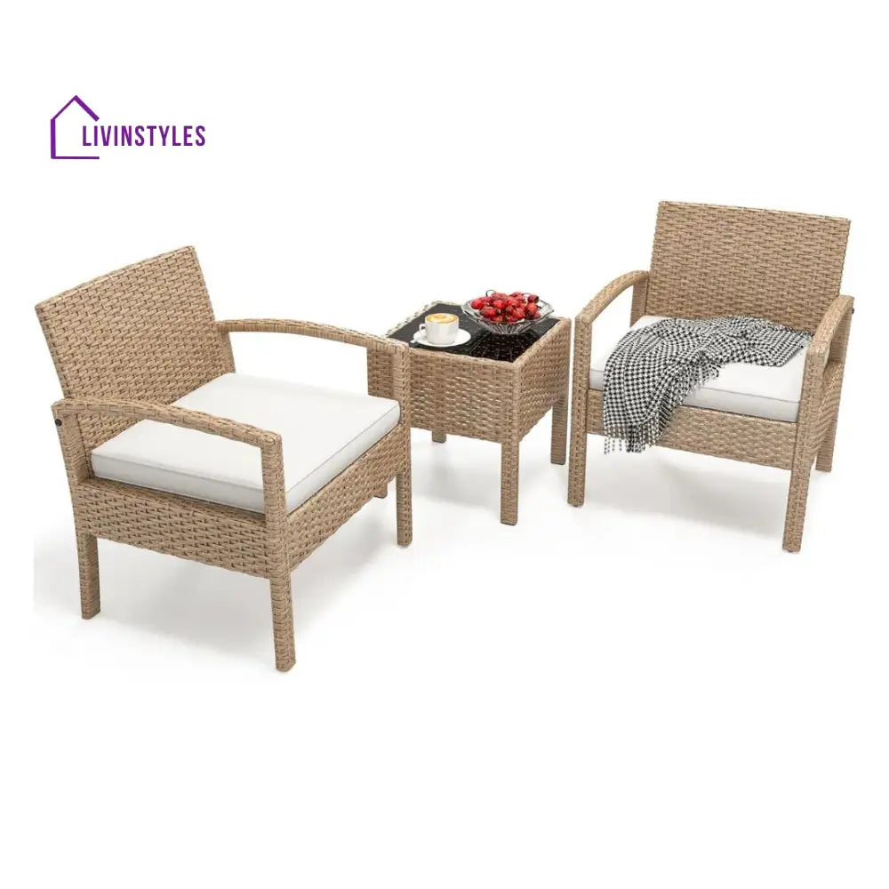 Ignacio Outdoor Patio Seating Set 2 Chairs and 1 Table Set - Coffee Table Sets