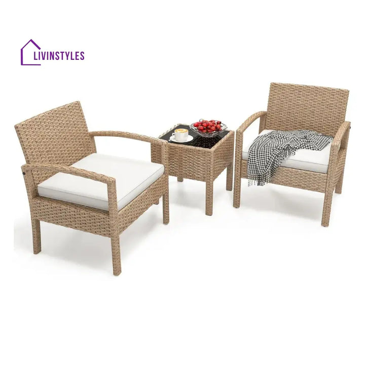 Ignacio Outdoor Patio Seating Set 2 Chairs and 1 Table Set - Coffee Table Sets