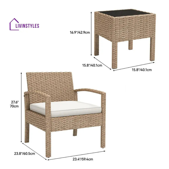 Ignacio Outdoor Patio Seating Set 2 Chairs and 1 Table Set - Coffee Table Sets