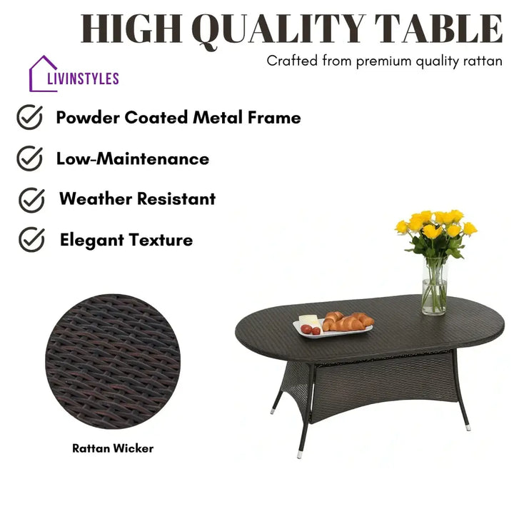 Ikram Outdoor All-Weather Resistant Rattan Wicker 7-Piece Dining Set - Dining Set