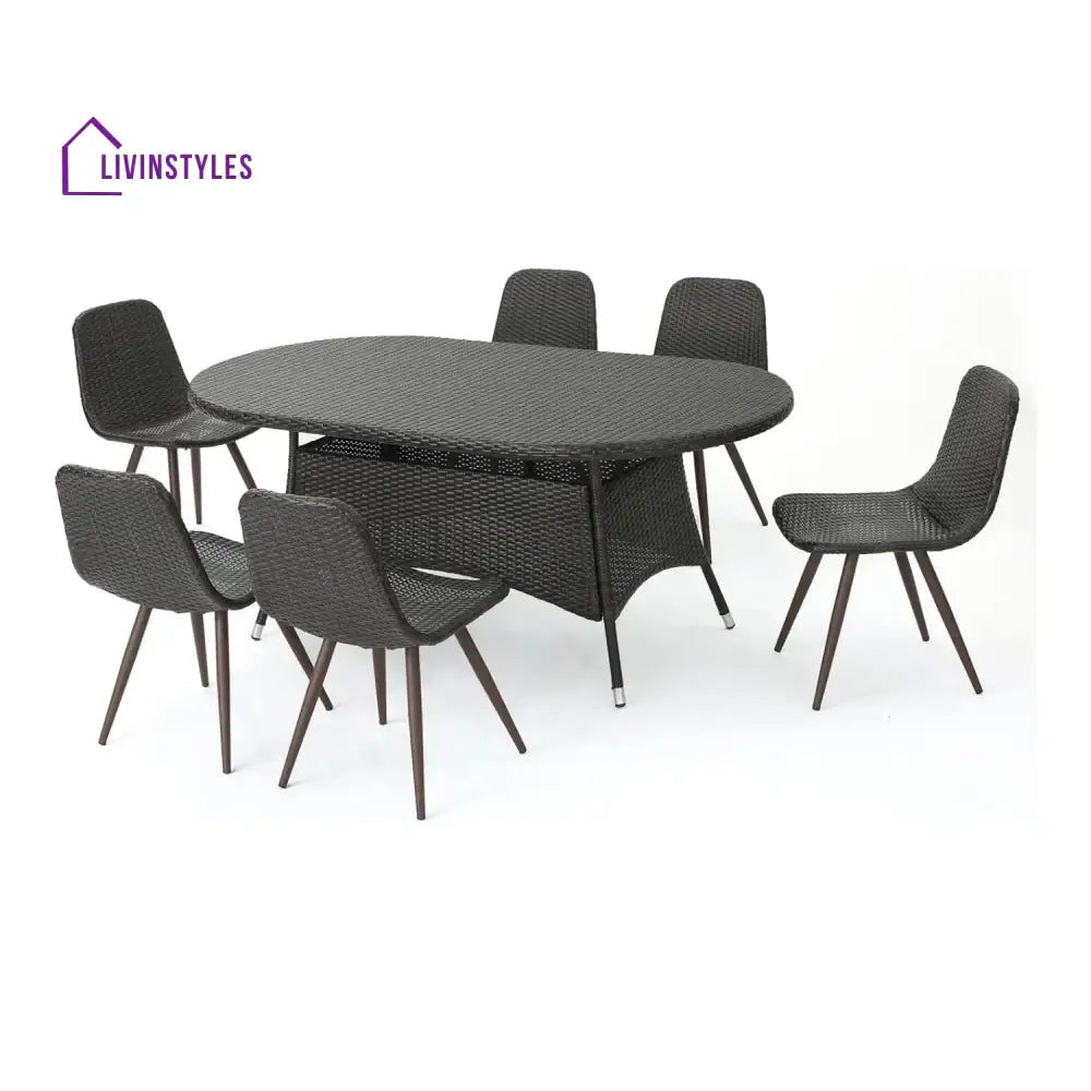 Ikram Outdoor All-Weather Resistant Rattan Wicker 7-Piece Dining Set - Dining Set