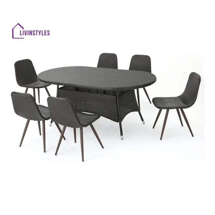 Ikram Outdoor All-Weather Resistant Rattan Wicker 7-Piece Dining Set - Dining Set