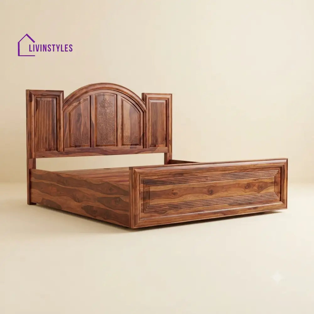 Ilakkiya Sheesham Wood Bed With Box Storage | Wooden Bed