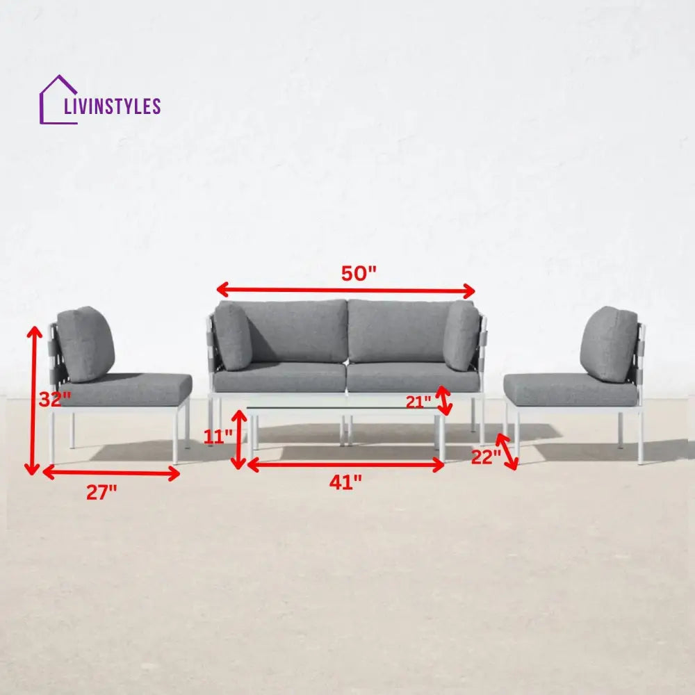 Ilin Outdoor Garden Balcony Sofa Set 2 Seater 2 Single seater and 1 Center Table Set Braid & Rope - Sofa Sets
