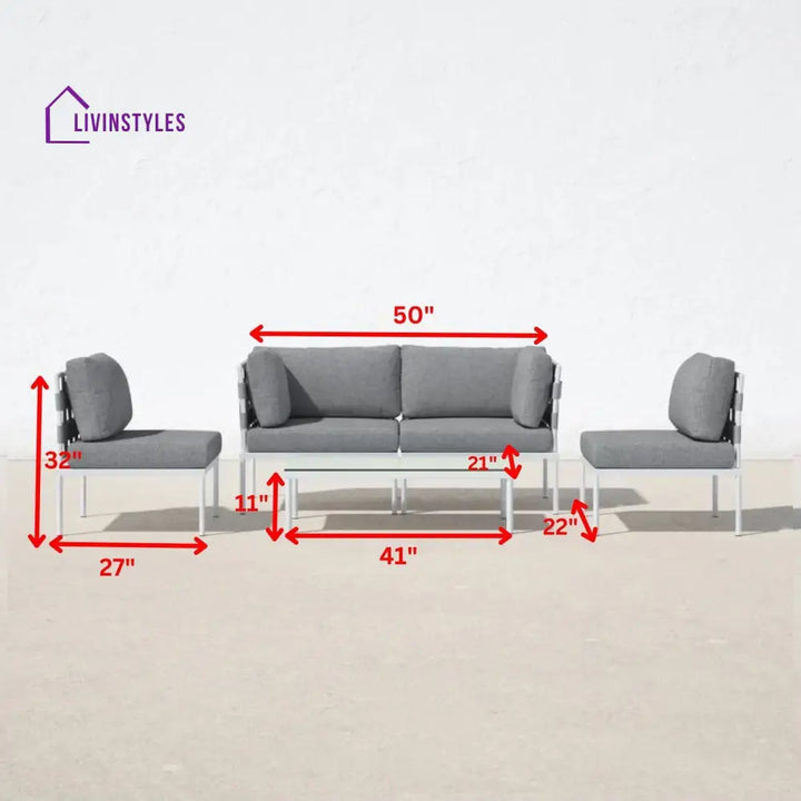 Ilin Outdoor Garden Balcony Sofa Set 2 Seater 2 Single seater and 1 Center Table Set Braid & Rope - Sofa Sets