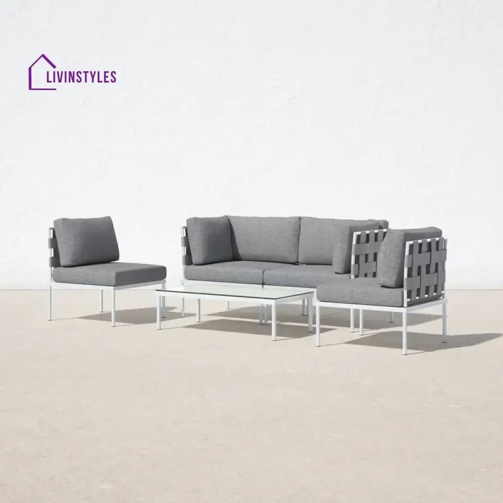 Ilin Outdoor Garden Balcony Sofa Set 2 Seater 2 Single seater and 1 Center Table Set Braid & Rope - Sofa Sets
