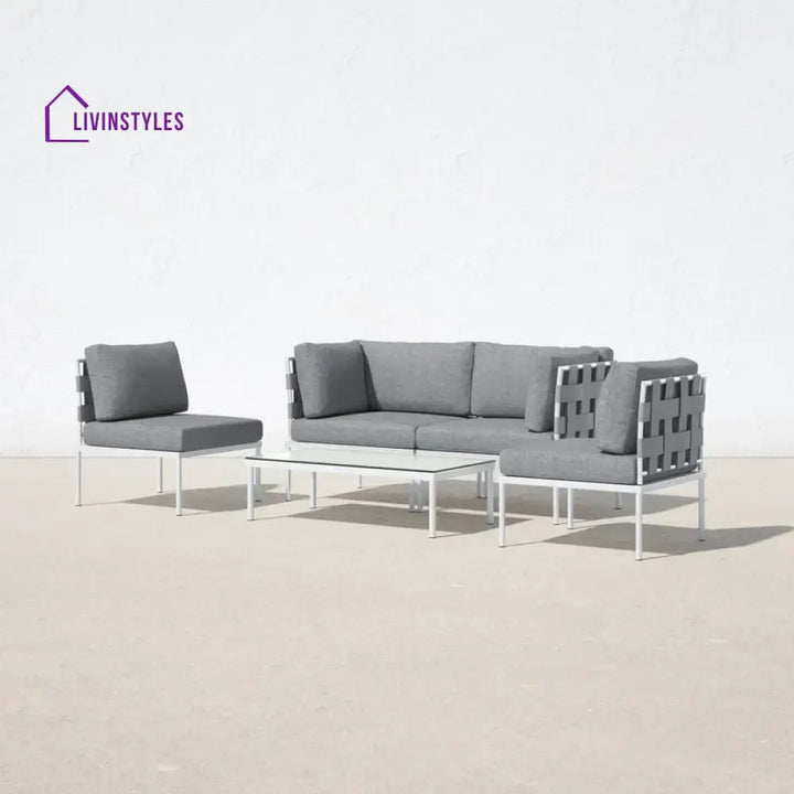 Ilin Outdoor Garden Balcony Sofa Set 2 Seater 2 Single seater and 1 Center Table Set Braid & Rope - Sofa Sets