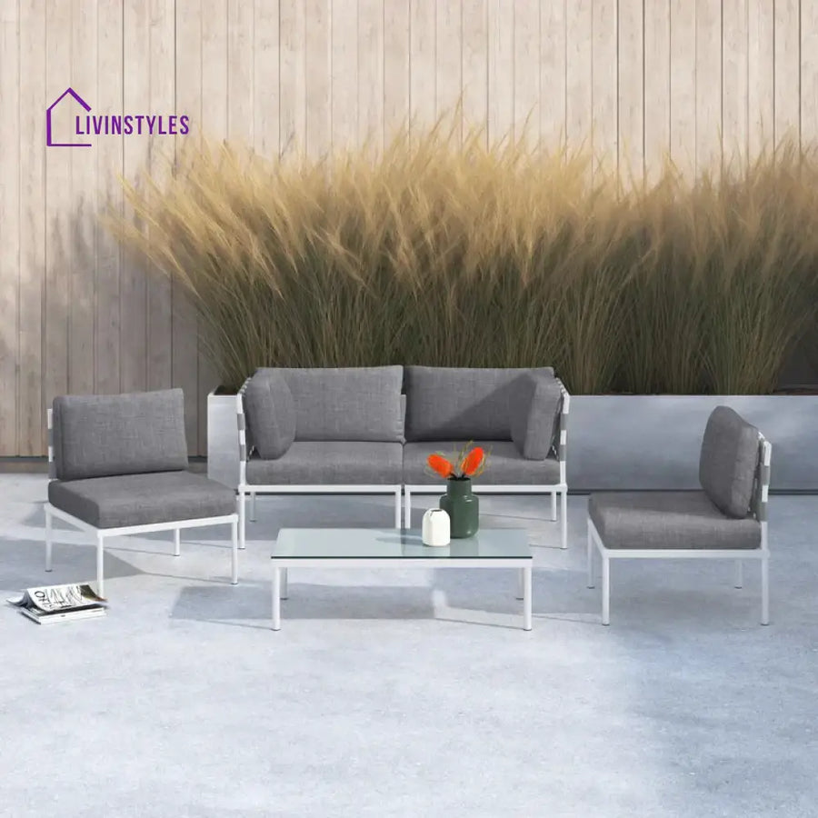 Ilin Outdoor Garden Balcony Sofa Set 2 Seater 2 Single seater and 1 Center Table Set Braid & Rope - Sofa Sets
