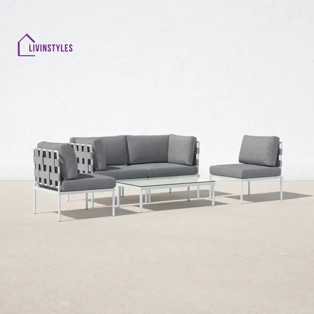 Ilin Outdoor Garden Balcony Sofa Set 2 Seater 2 Single seater and 1 Center Table Set Braid & Rope - Sofa Sets