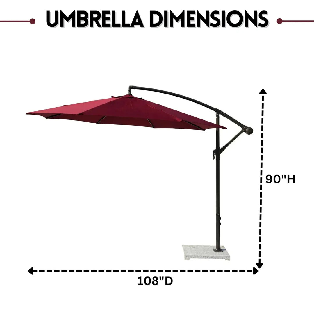 Aqua Luxury Side Pole Garden Umbrella With Stand (Round Mahroon) - Umbrella