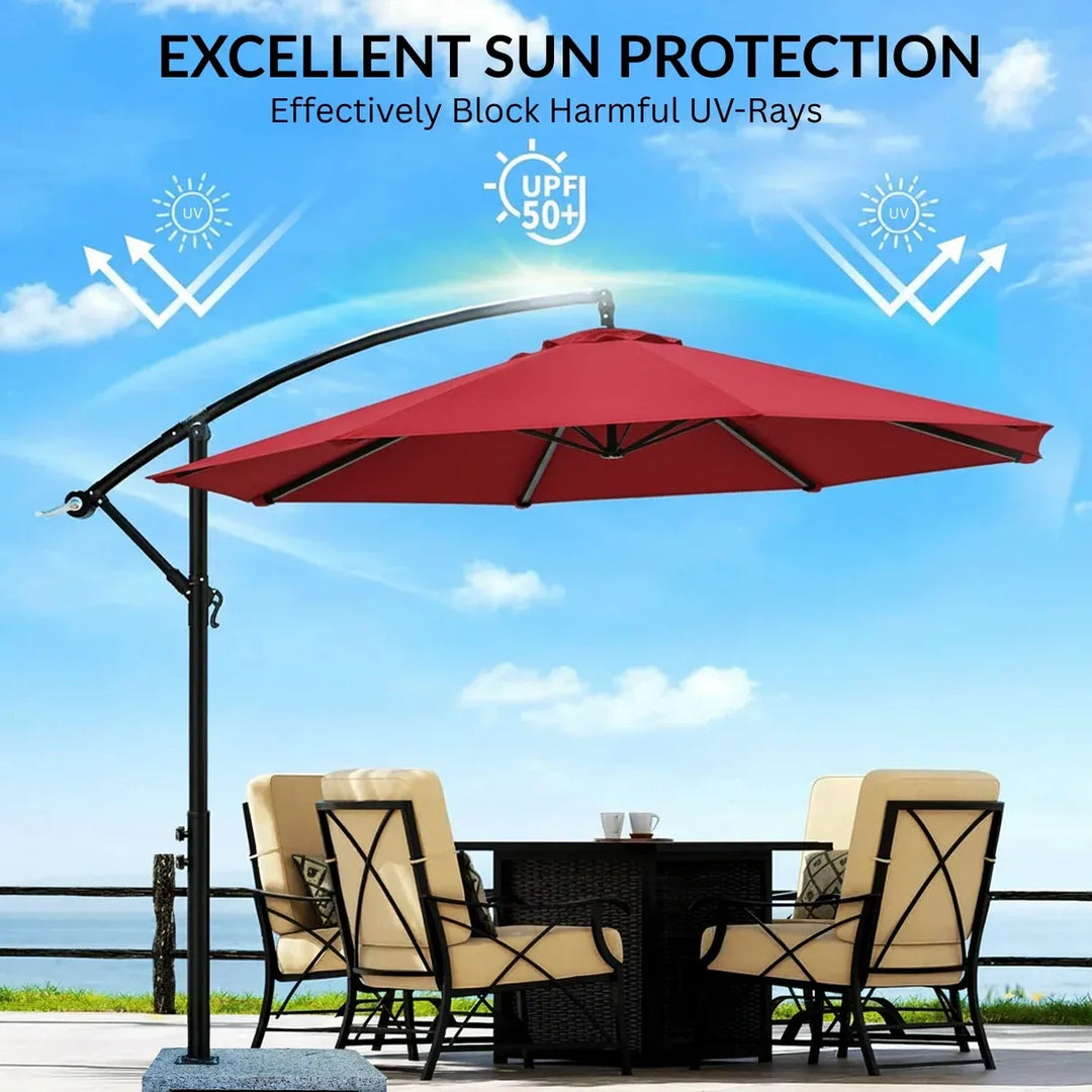 Aqua Luxury Side Pole Garden Umbrella With Stand (Round Mahroon) - Umbrella