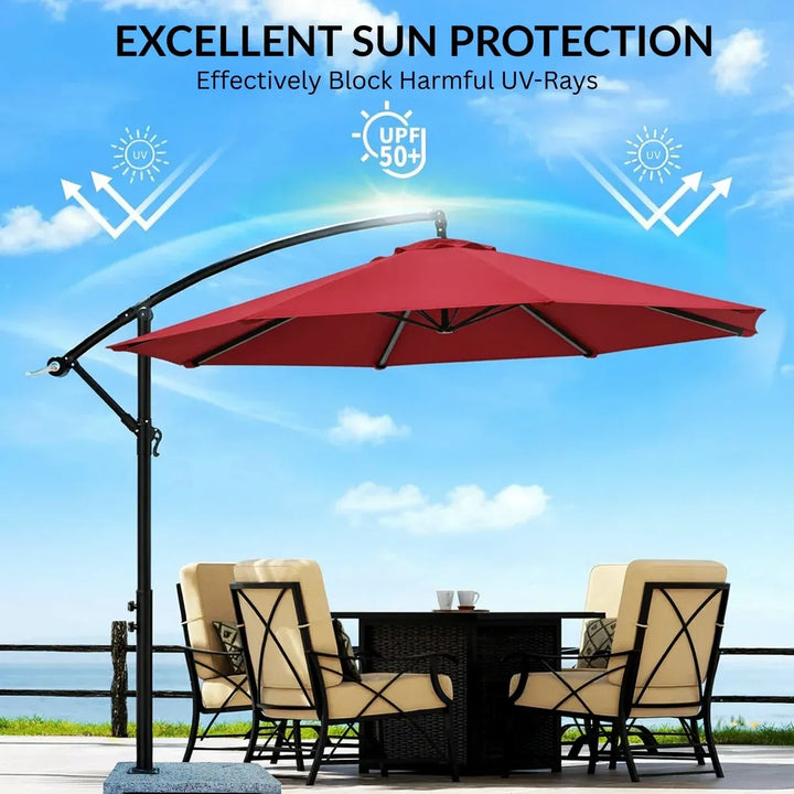 Aqua Luxury Side Pole Garden Umbrella With Stand (Round Mahroon) - Umbrella