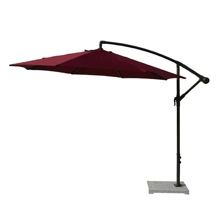 Aqua Luxury Side Pole Garden Umbrella With Stand (Round Mahroon) - Umbrella